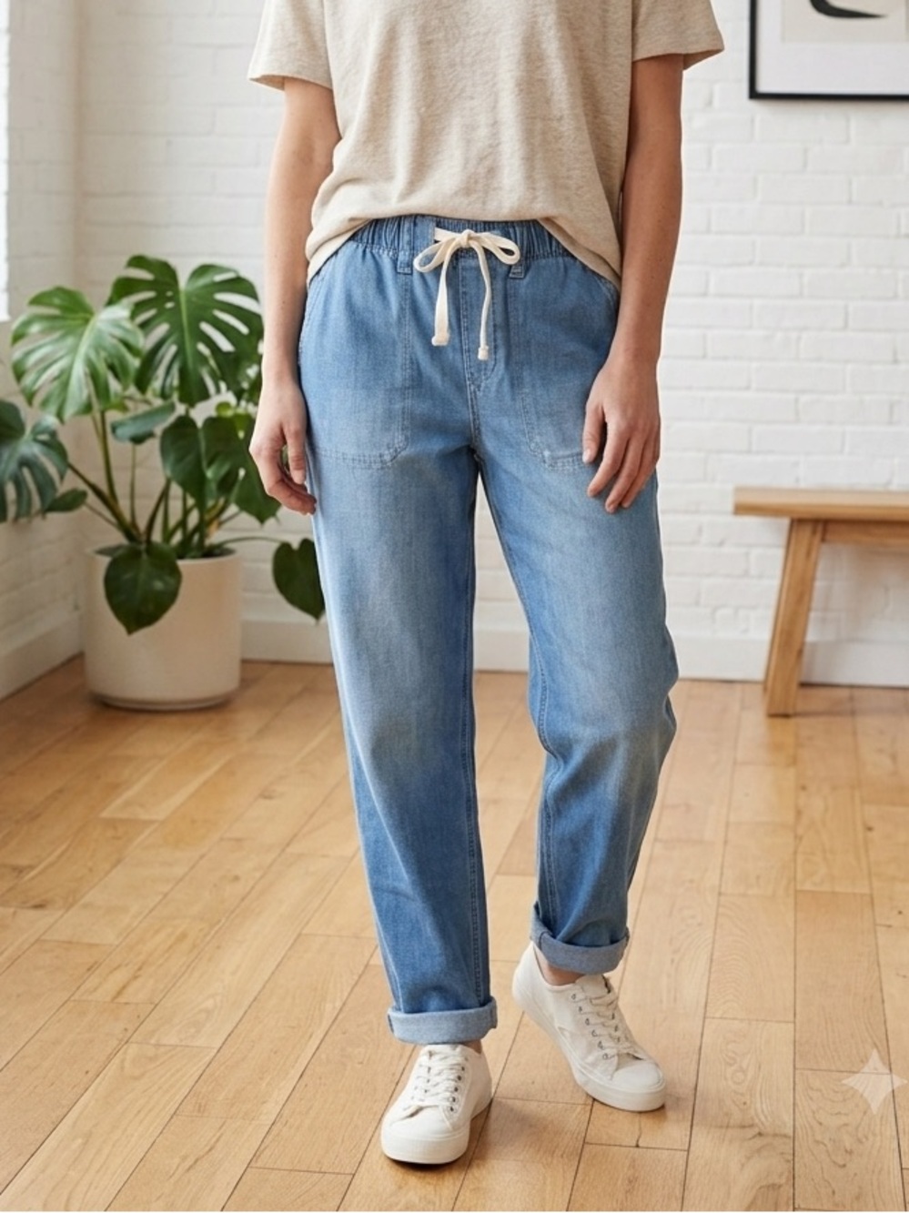 New GAP Relaxed Easy Jean in Medium Indigo Drawstring